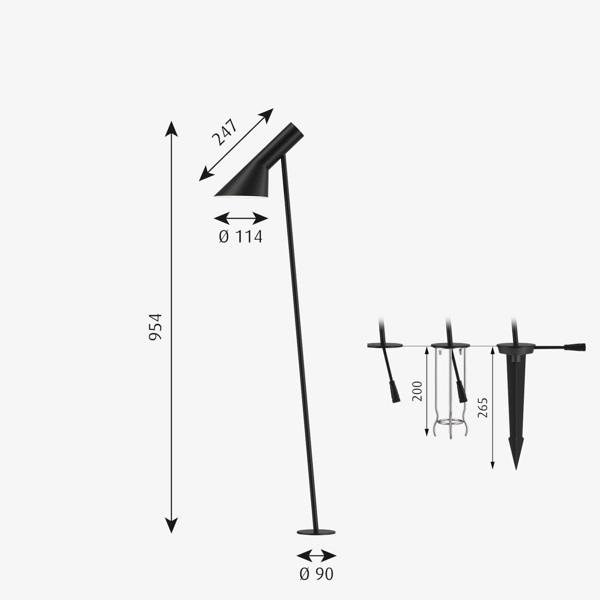 AJ Garden Pullert med spyd H:95cm - Påbygg