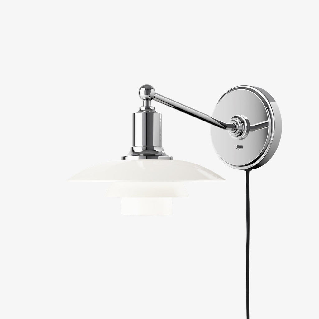 PH 2/1 Vegglampe Hvitt opalt glass - Krom / Opal