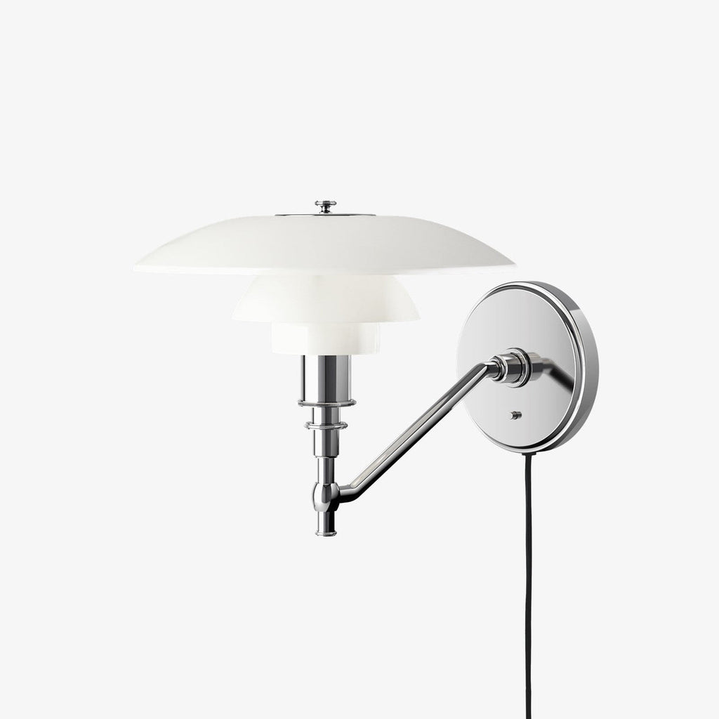 PH 3/2 Vegglampe Hvitt opalt glass - Krom / Opal